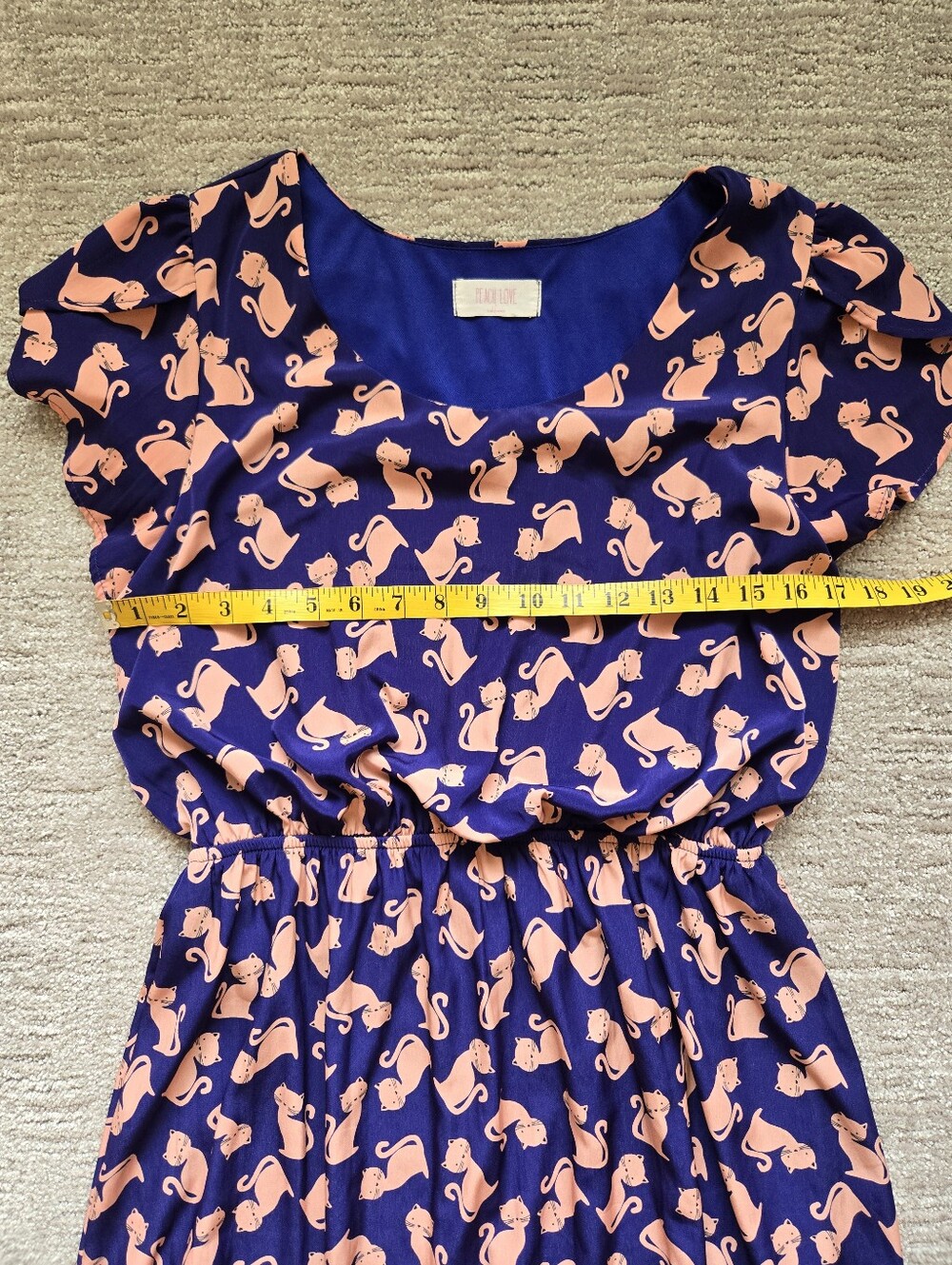 ModCloth Oh My Gosh Cat Print A-Line Dress Size L - Picture 7 of 9